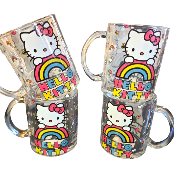 HELLO KITTY Coffee Mugs Set of 4 New - Picture 1 of 4